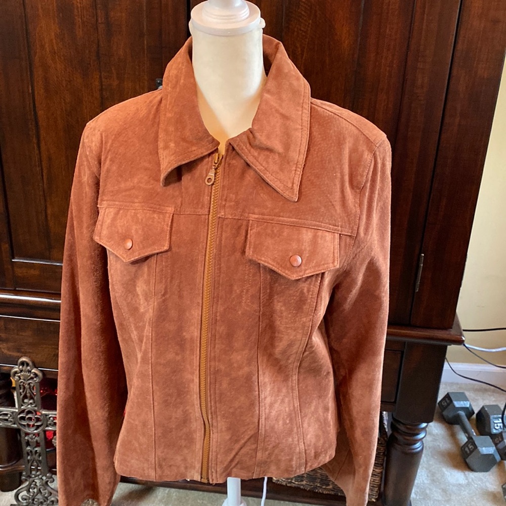 Express Suede Jacket Size Medium Rust Color - image 1